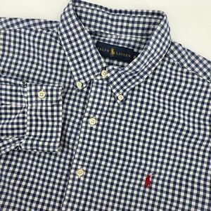 Ralph Lauren Shirt Mens XL Blue White Gingham  Button Down Long Sleeve